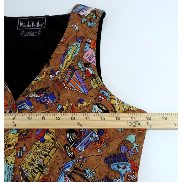 VTG Nicole Miller 1993 Vest Medium Egyptian Art to Wear Artsy Limited Edition - Picture 15 of 16